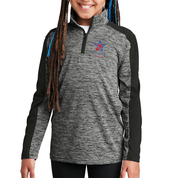 Sport Tek Youth PosiCharge Electric heather Colorblock 1/4 Zip Pullover - Printed Logo Thumbnail