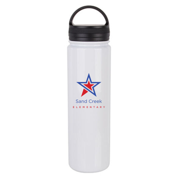 23oz Stainless Steel Flask Bottle w/Portable Lid - Sublimated Logo Thumbnail