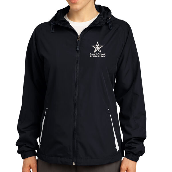 Sport Tek Womens Colorblock Hooded Raglan Jacket - Embroidered Logo Thumbnail
